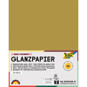 Folia Buntpapier 70118, glänzend, 35 x 50 cm, gold, 80 g/m², ungummiert, 20 Blatt
