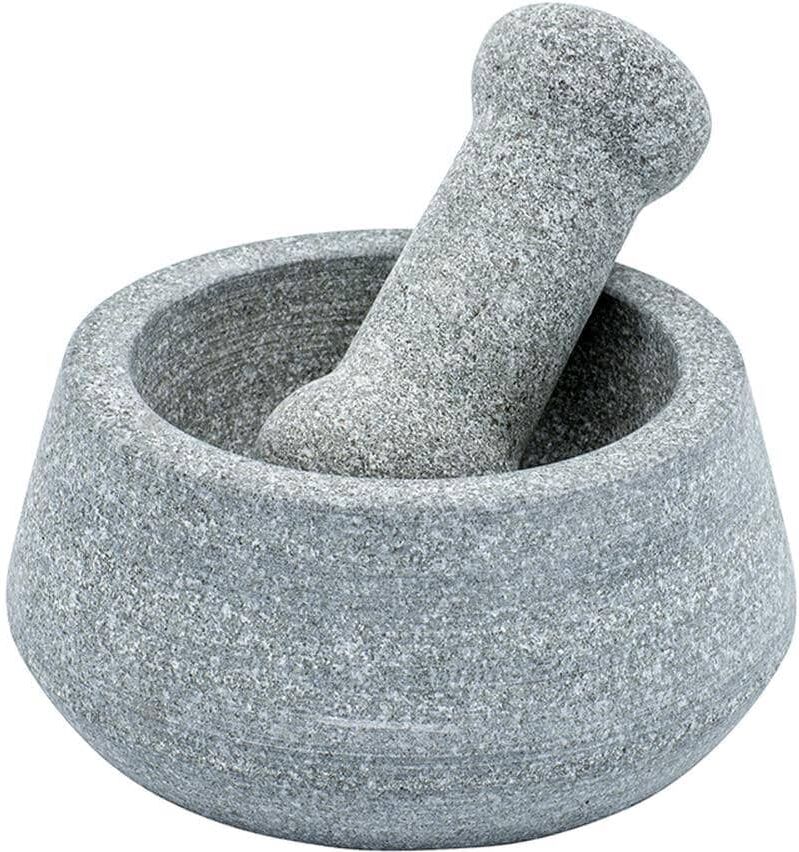 Mörser KADASTAR "Mörser mit Stössel Modern", grau, H:7cm Ø:13cm, Granit, Mörser, Mörser grau Ø 13cm + Höhe 7cm