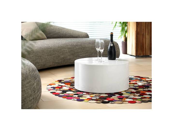 Table basse Saleno Ø 60cm Blanc/Blanc brillant