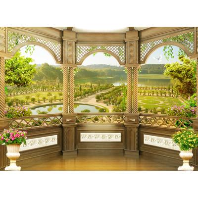 Fototapete PAPERMOON "Fresco Garden Terrace", bunt, B:3m L:2,23m, Vlies, Tapeten
