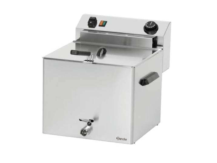 Bartscher Fritteuse PROFESSIONAL I Elektro-Tischgerät, 10 l Becken, herausnehmbares Heizelement, Chromnickelstahl, mit Korb und Deckel, für Gastronomie