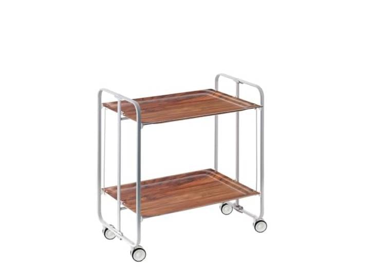 DON HIERRO - Servierwagen, klappbar, 2 Böden, grauem Rahmen. Bauhaus-Zedernholz