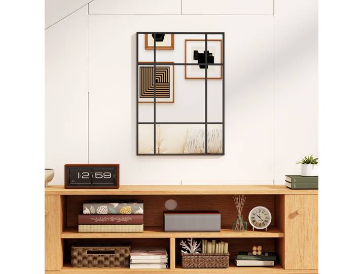 HOMCOM Miroir Rectangulaire 70x50cm Cadre Métal Noir