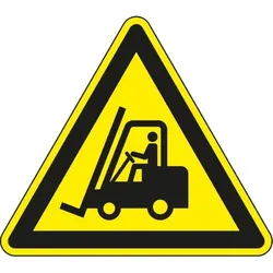 Dreifke® Warnschild Warnung vor Flurförderzeugen, ASR/ISO, Kunststoff, SL 100mm