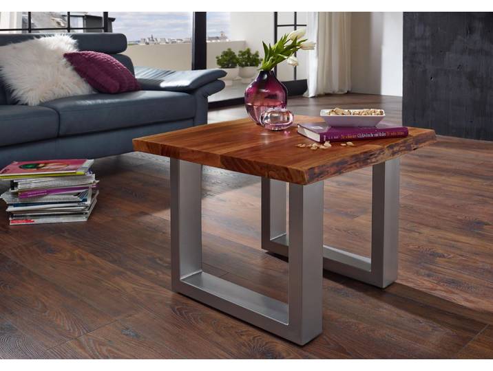 Couchtisch Akazie 60x60x45 walnuss lackiert FREEFORM 2 #09
