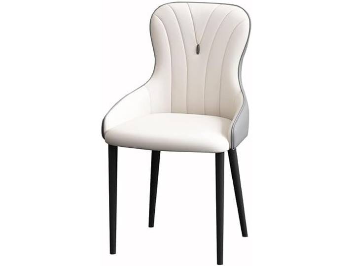OZSSLJJ Küchen-Esszimmerstühle, modern, Napa-Leder, hohe Rückenlehne, gepolstert, weicher Sitz, Arbeitszimmer, Loungesessel, Wohnzimmer, 2er-Set(White+Grey,All Black Legs)
