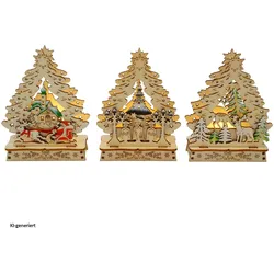 HTI-Living, Weihnachtsbeleuchtung, LED Mini-Schwibbögen Weihnachtsbaum 3er-Set