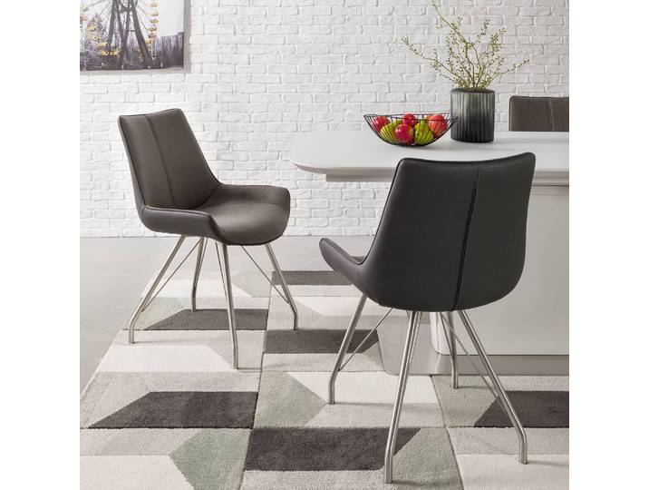 Polsterstuhl Saval 2er-Set 54 x 87 x 60cm Grau/Grau
