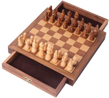 GSE Games & Sports Expert "GSE™ 10"" Magnetic Travel Chess Set, Wooden Chess Board Game Set with Drawers, Classic Portable Chess Set"
