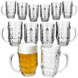 12er Set Mani Bierkrug 0,5L geeicht Schild Relief Henkel Bier-Seidel Humpen Glas