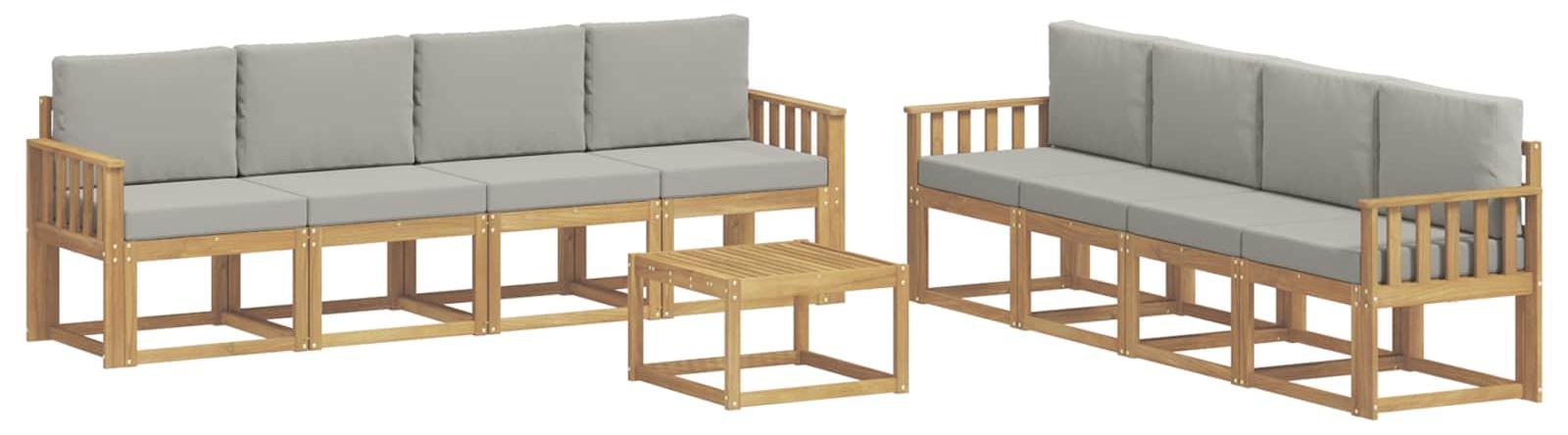Gartenmöbel-Set mit 9 Sofas, weiß und hellgrau