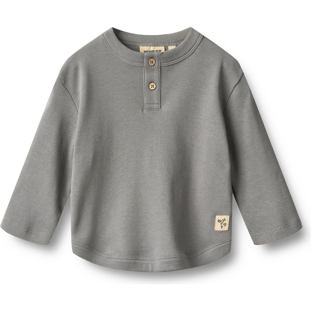 Wheat T-shirt Long Sleeve Osvald flint (9624) 62 6223-006-GOTS-9624-62/3m