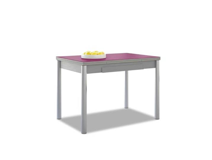ASTIMESA Flügel Küchentisch, Metall Glas Holz, aubergine, 90x50cm