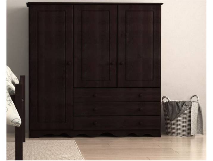 Armoire à linge 3 portes 3 tiroirs marron