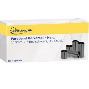 Böttcher-AG Farbband Universal für Zebra 3200,Harz, Thermotransfer, 110mm x 74m, schwarz, 15 Stück