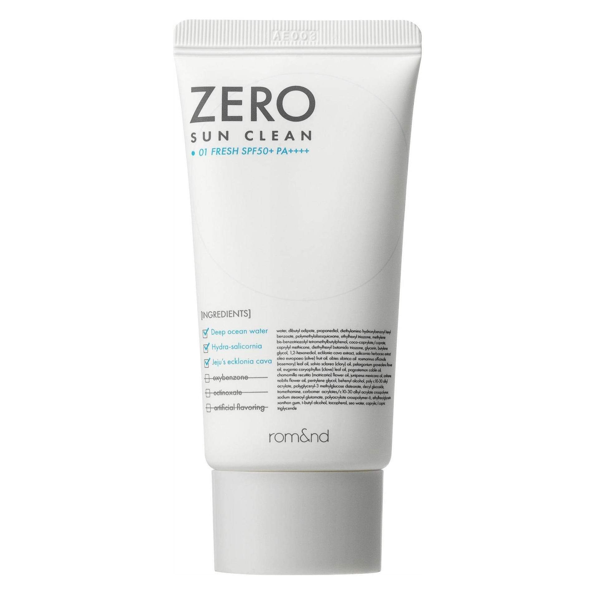 Rom&Nd Zero Sun Clean SPF50+ PA++++ Daily Sunscreen 01 Fresh 50ml (SPF 50+, 50 ml) (8809625244002)