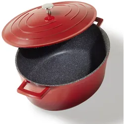 STONELINE® Gourmet Bräter 32x25 cm mit Deckel, Backofen und Induktion geeignet, Antihaft, kirschrot