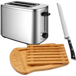 Masterpro - Toaster für 2 Scheiben 800W mit Schneidebrett 34x26cm und Brotmesser 20cm