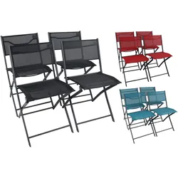 VCM 4er Set Klappstuhl Metall mit Textilene Bezug, Gartenstuhl klappbar, platzsparend, wetterbeständig, ideal für Balkonstuhl oder Terrasse, Outdoor Sumila