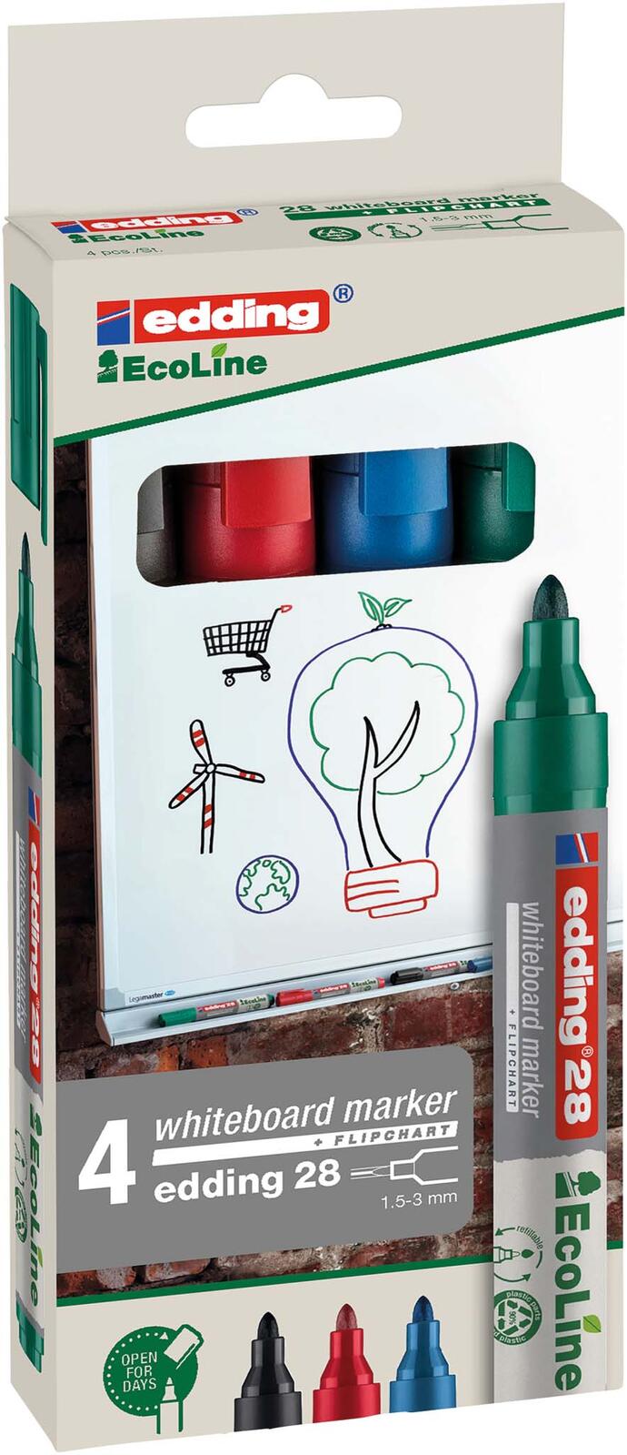 edding 28 Whiteboard-Marker 1.5 - 3.0 mm Mehrfarbig 4-28-4