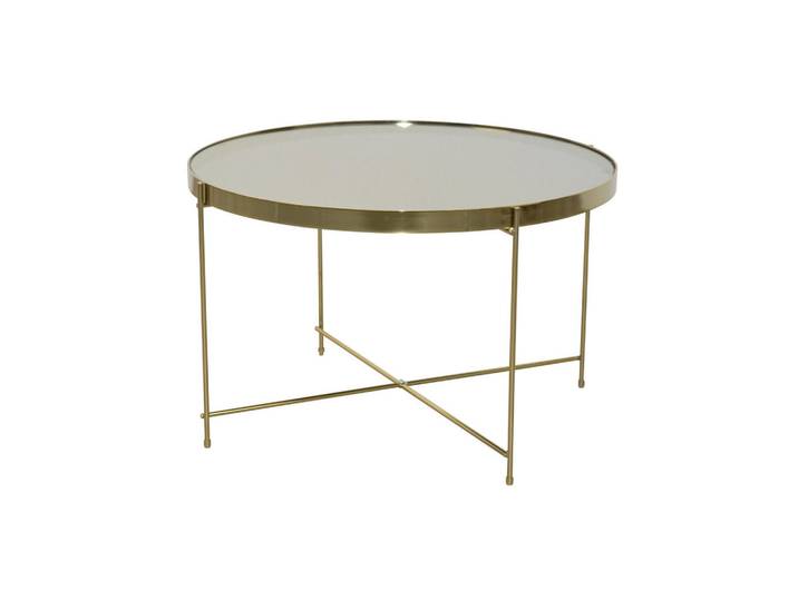 Mid.you Couchtisch, Champagner, Metall, Glas, Uni, rund, rund, 62.5x38x62.5 cm, einfacher Aufbau, Wohnzimmer, Wohnzimmertische, Couchtische