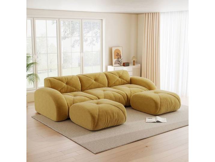Canapé modulable - SOGEU - Modulable - 3 places - 2 poufs inclus - Sans armature