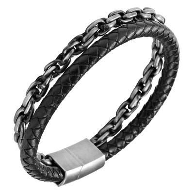 Armband ADELIA´S "Armband – Lederarmband aus Leder 21 cm", schwarz, Armbänder, Damen, 21cm, Leder, Armband, Ein Geschenk, das Freude macht