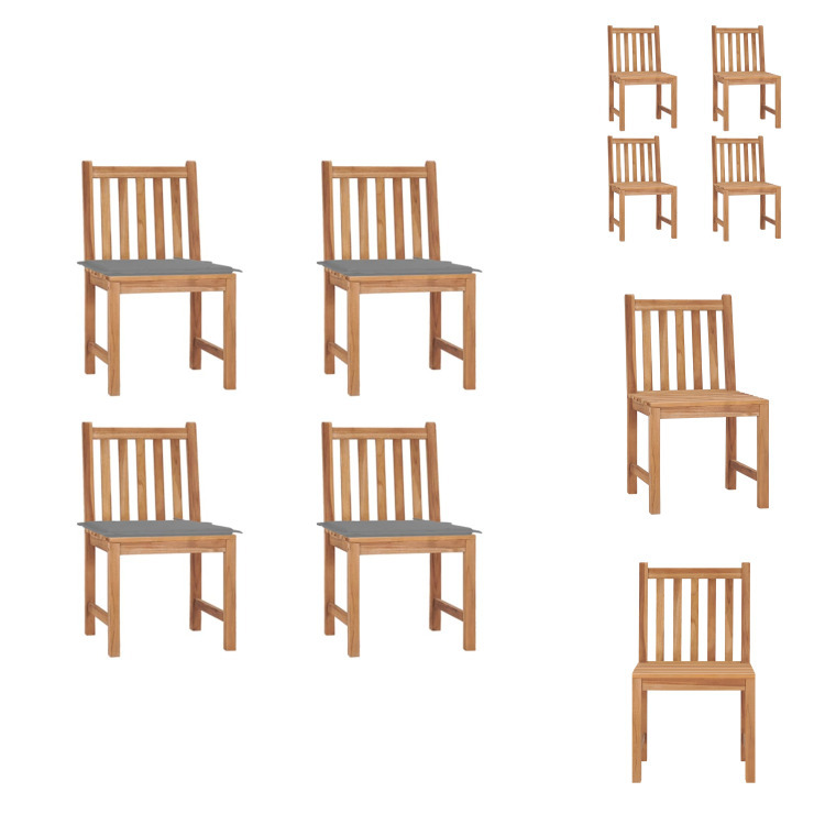 vidaXL Gartenstühle 4 Stk. mit Kissen Massivholz Teak - Gartenstühle