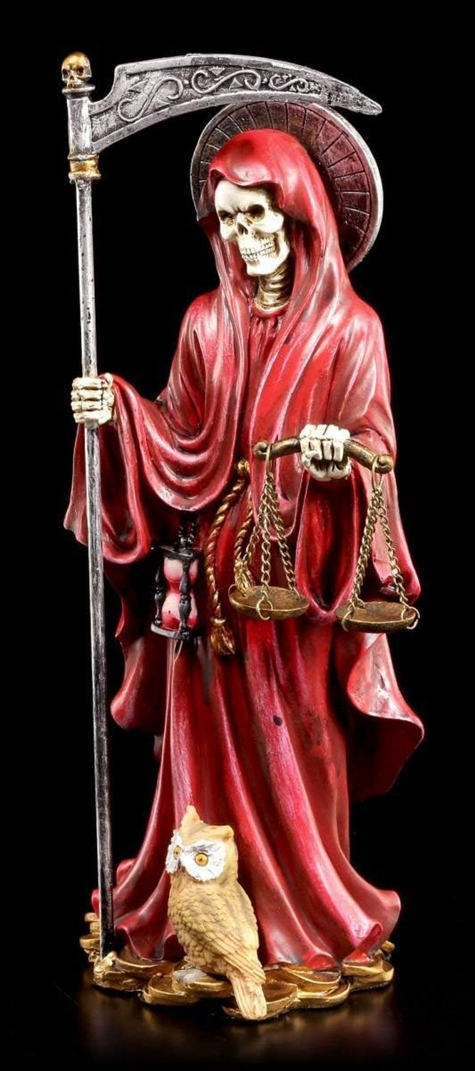 Santa Muerte figuur Dona Sebastiana - Rode vrouwelijke Sensenmann voor op tafel