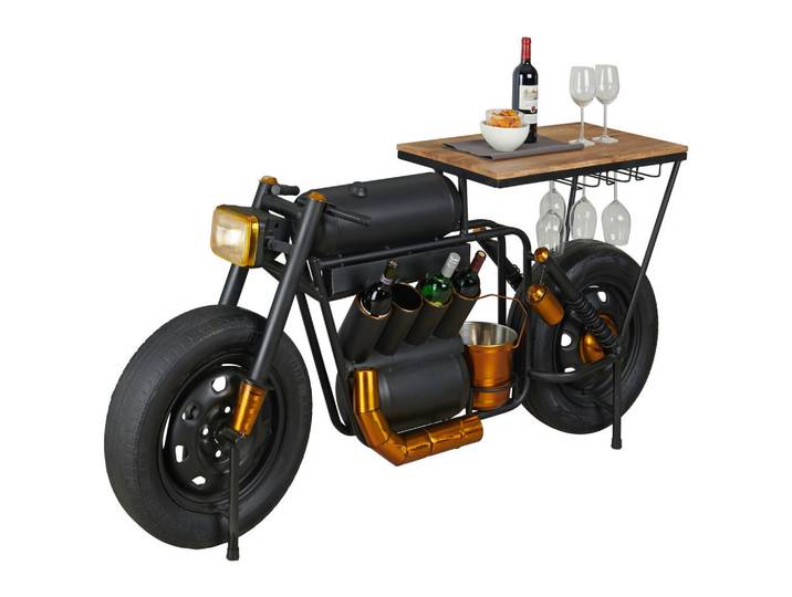 Bar, Schwarz, Gold, Holz, Metall, Mangoholz, vollmassiv, 179x84x45 cm, Typenauswahl, stehend, Esszimmer, Barmöbel, Barschränke & Theken