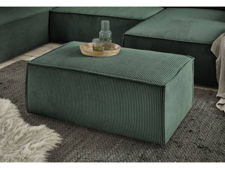 Hocker GOODPRODUCT SHERWOOD Cord Polsterhocker , grün (duneklgrün), B:102cm H:42cm T:69cm, 100% Polyester, Hocker, Hocker, passend zur Polster-Serie SHERWOOD