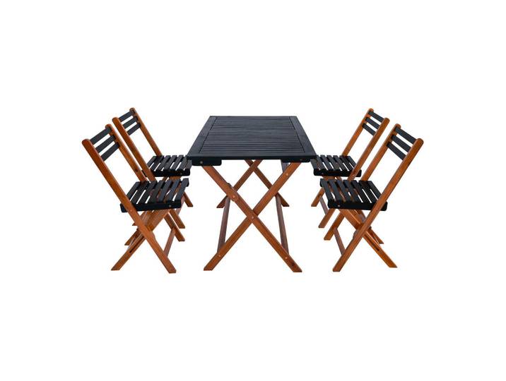 [en.casa] Gartenmöbel-Set 5 Tlg. Altamura, Naturfarben, Grau, Holz, 5-teilig, rechteckig, Gartenmöbel, Gartengarnituren, Gartenmöbel-Set