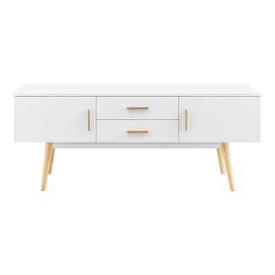Helloshop26 - Designer-TV-Ständer TV-Bank mit Holzbeinen 140 cm weiß