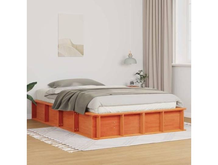 YUTAASU Bettrahmen Wachsbraun 140 x 200 cm Massives Kiefernholz Plattform-Bettgestell, Modernes Design, Stabil, Langlebig, Innenbereich, Pflegeleicht