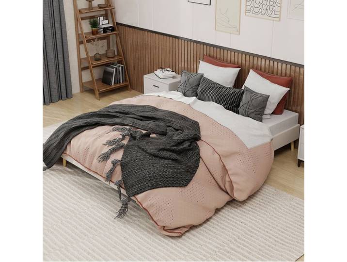 Lit plateforme SENVIRO beige 160 x 200 cm avec structure intégrée style moderne