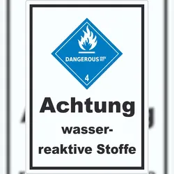 HB-Druck Aufkleber wasserreaktive Stoffe Dangerous when wet A9 (37x52mm)