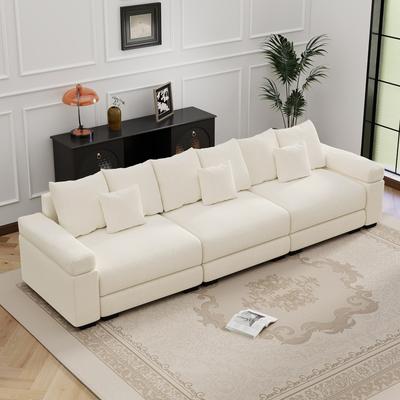 "GDFStudio - Corduroy 3-Seater 130"" Cloud Sofa Couch with Extra-Thick Armrests"