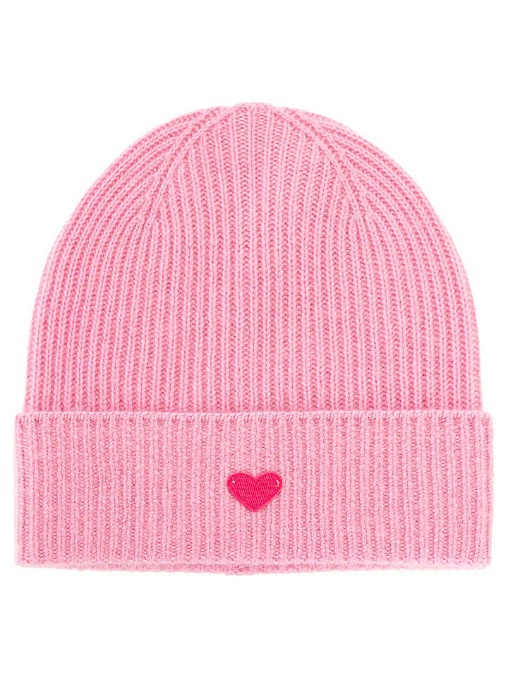 Zwillingsherz Kaschmir-Mütze "Herz" in Rosa - onesize