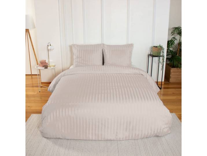 Parure de lit satin microfibre beige 260x240 cm