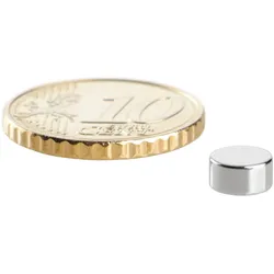 100 Scheibenmagnet, 6 mm, 3,0 mm, N45, 100 Stück, Neodym, silber