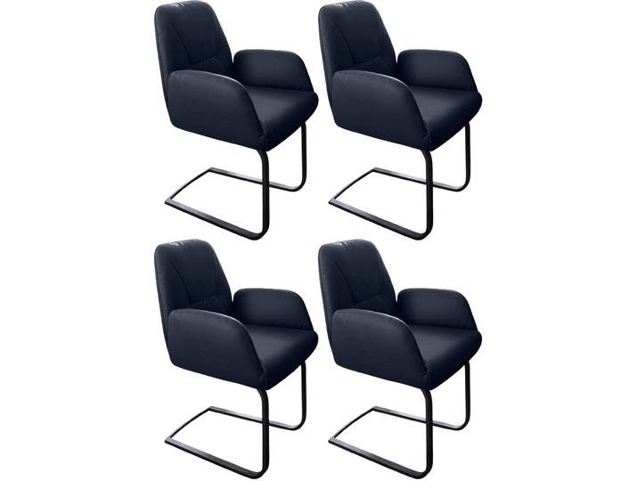 Freischwinger W.SCHILLIG ole , blau (blau z59, schwarz pulverbeschichtet), B:63cm H:90cm T:64cm, Longlife Xtra-Leder Z69: Das feinnarbige, gedeckte Softleder Z69 besticht durch seine außergewöhnliche Weichheit im trendigen »Vintage-Look«, Hautstärke 0, 9 - 1, 1 mm;Longlife Xtra-Leder Z79: Das Z79 gehört zu der Familie der Anilin-Touch-Leder, die durch ihren besonders angenehmen Griff überzeugen, Hautstärke 1, 1 - 1, 3 mm;Longlife Xtra-Leder Z59: Glattleder mit modischer Prägung. Hautstärke 0, 9 - 1, 1 mm, Stühle, Freischwinger, 2er- oder 4er-Set, Gestell in Schwarz pulverbeschichtet