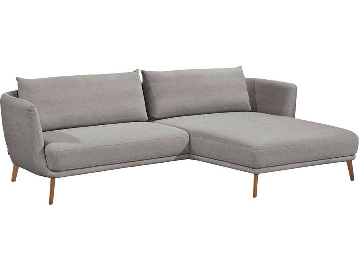 Ecksofa, Flachgewebe, Silber, 270×160 cm, Longchair Rechts, Schöner Wohnen