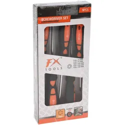 WellHome - Set mit 5 Schraubendrehern aus orangefarbenem und schwarzem Kohlenstoffstahl