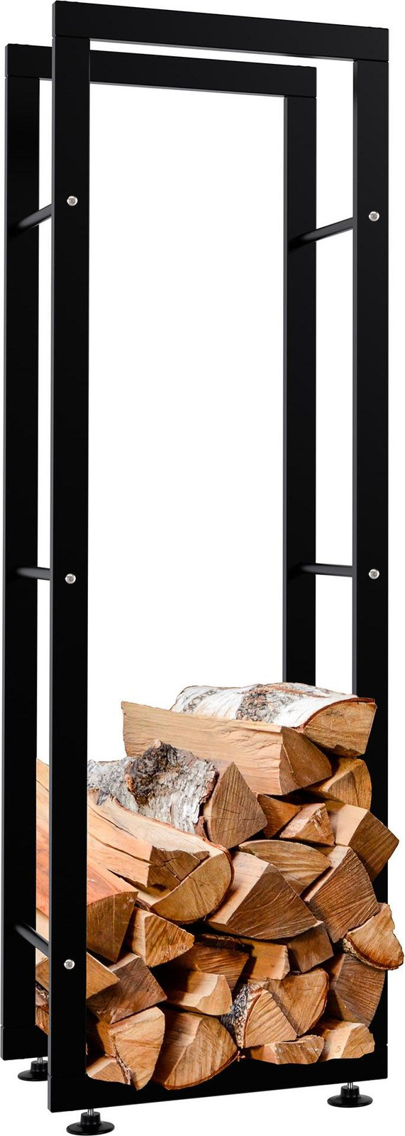 CLP Houtopslagrek Keri V2, zwart, B/D/H: 25 x 40 x 125 cm
