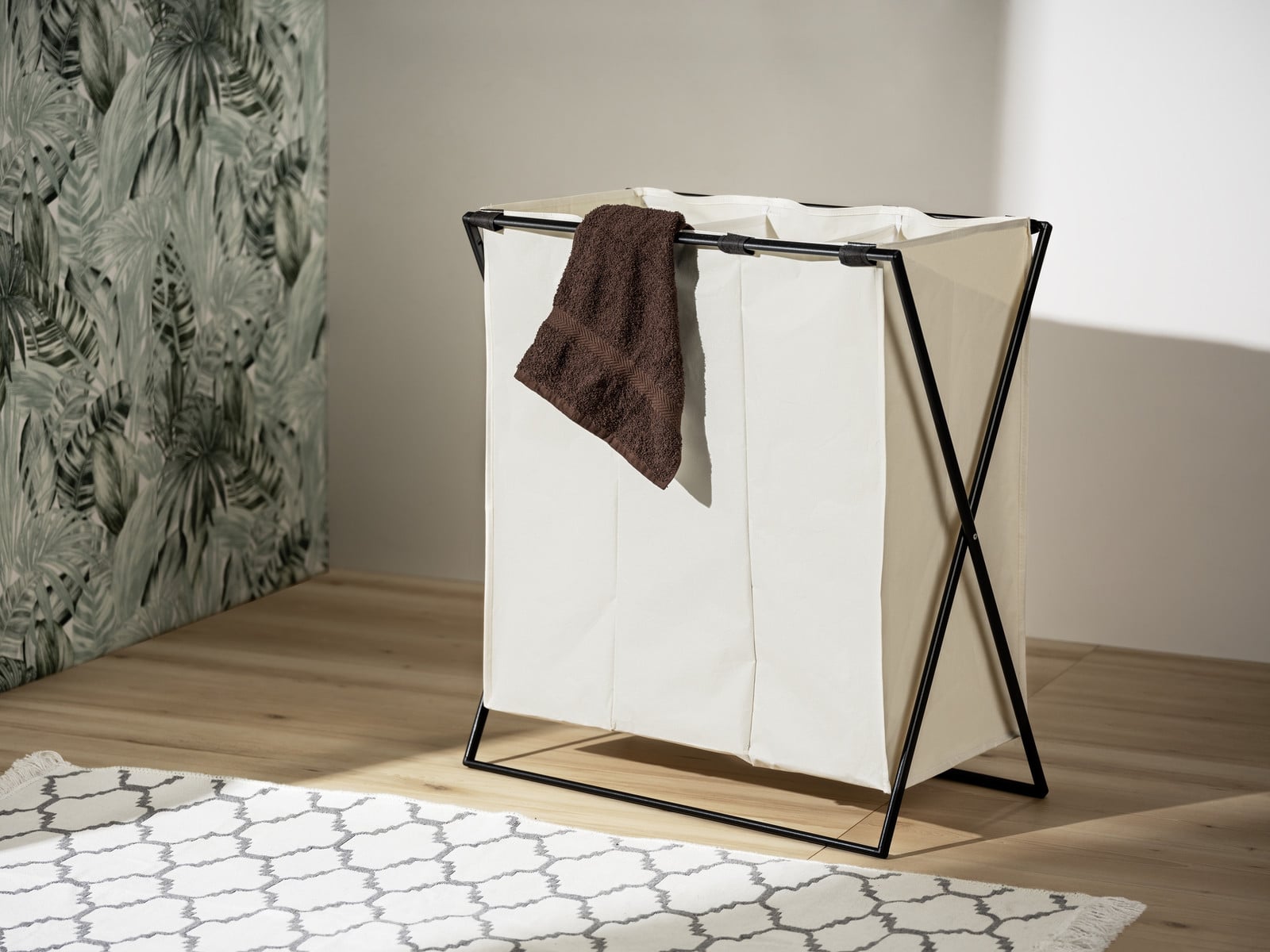 WENKO Waszak Trio XL Wasmand met drie vakken, beige, B/D/H: 69 x 37 x 76 cm