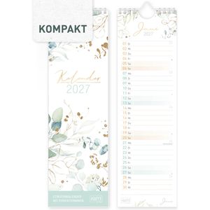 Häfft Streifenkalender 11402-3, Blattgold kompakt, mit Ferien- und Feiertagsübersicht, 9 x 30 cm, Jahr 2027