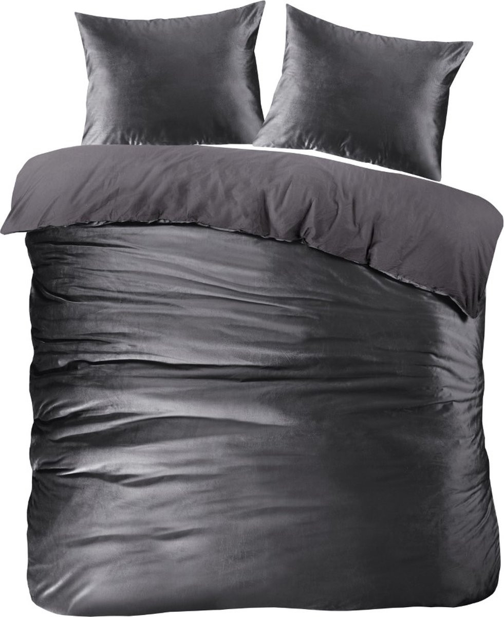 Papillon Uni Velvet Dekbedovertrek Lits-jumeaux Grijs 240 x 220 cm