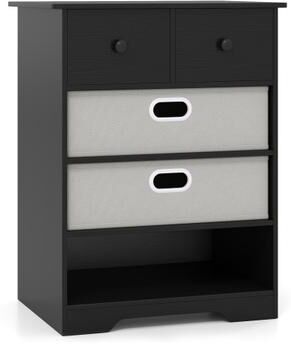 Costway 4-Drawer Dresser Modern Chest Storage Organizer with Open Shelves-Black