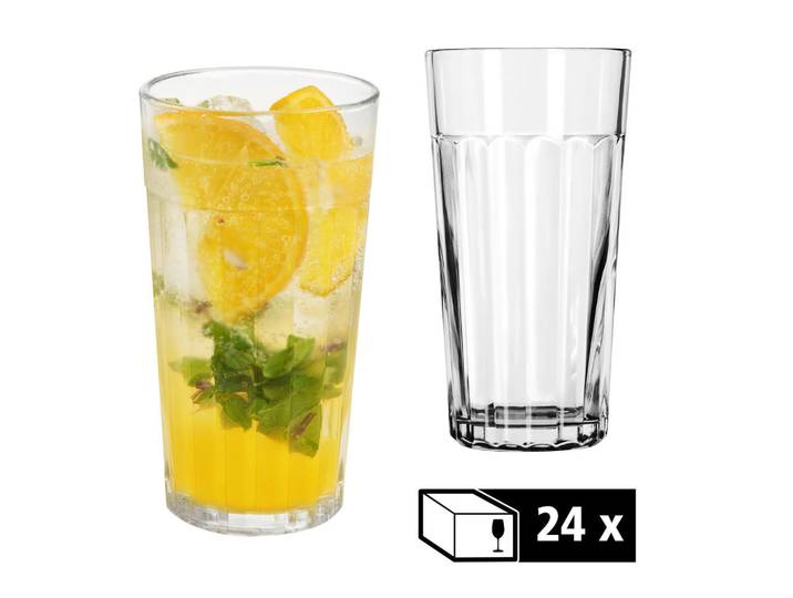 Gläserset Paneled Tumblers, Klar, Glas, 24-teilig, 17 cm, Essen & Trinken, Gläser, Gläser-Sets