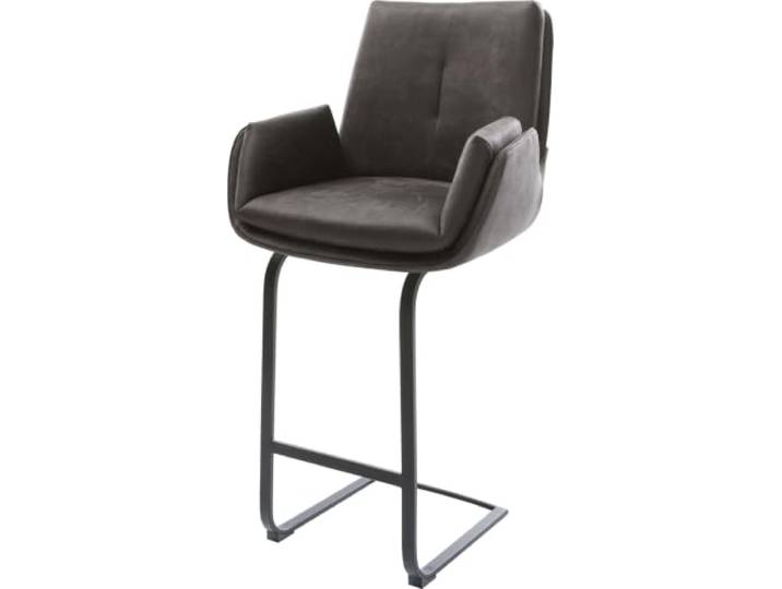 DELIFE Barstuhl Clea-Flex Freischwinger Flach Metall Schwarz Mikrofaser Anthrazit Vintage